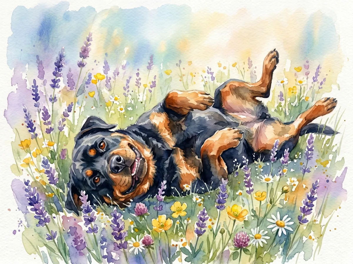 Rottweiler watercolor calendar month 5